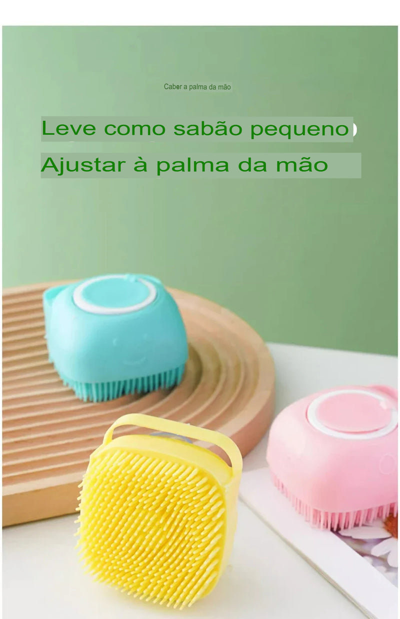 Escova de Massagem de Silicone para Animais de Estimação - Banho e Higiene