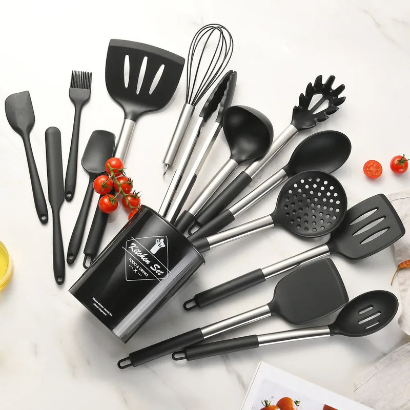 Kit Utensílios Silicone com 12 Utensílios de Cozinha