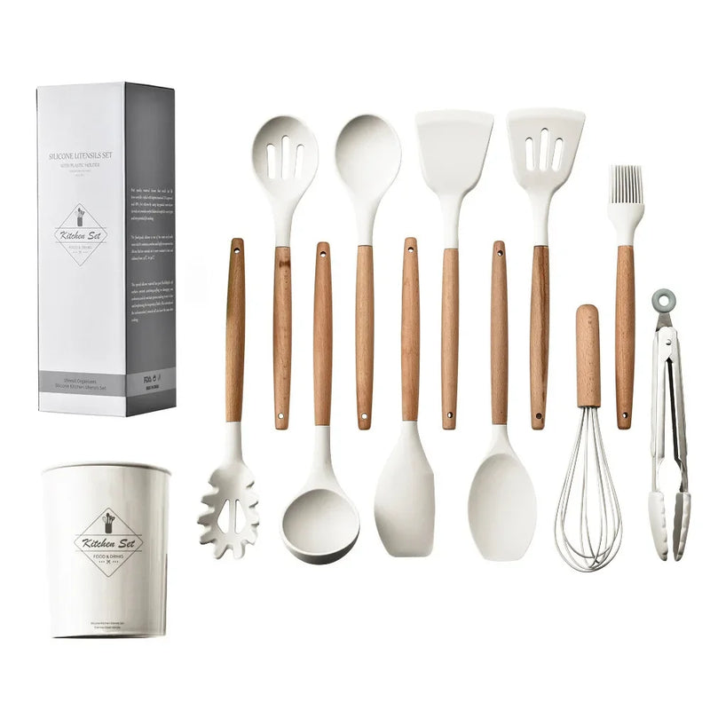 Kit Utensílios Silicone com 12 Utensílios de Cozinha