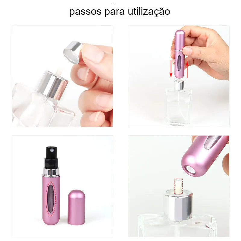 Frasco de Perfume Portátil Recarregável 5ml - Compre 1 Leve + 4 Grátis