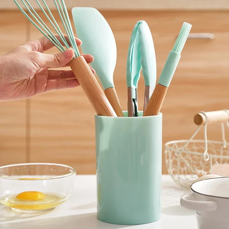 Kit Utensílios Silicone com 12 Utensílios de Cozinha