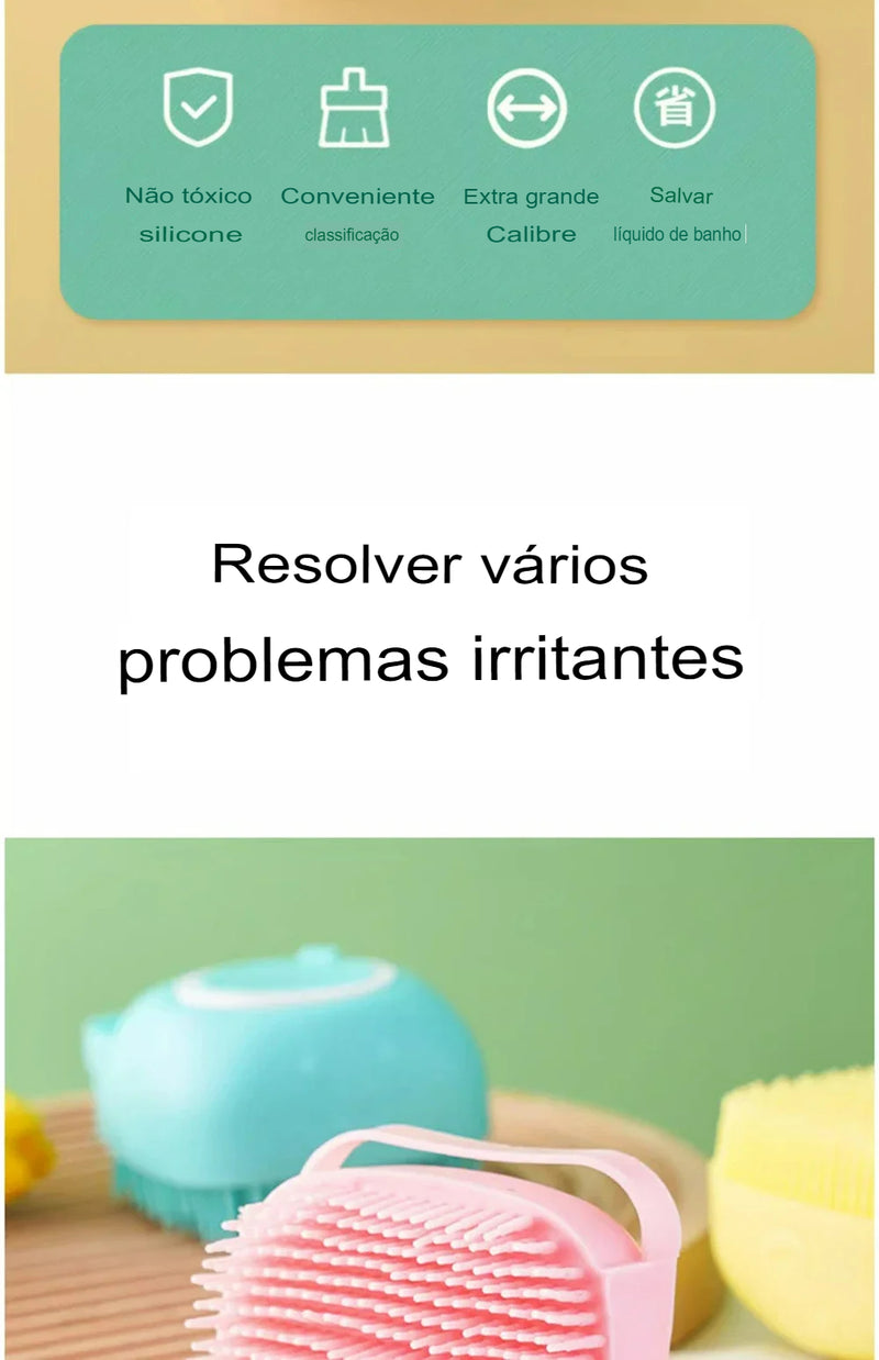 Escova de Massagem de Silicone para Animais de Estimação - Banho e Higiene