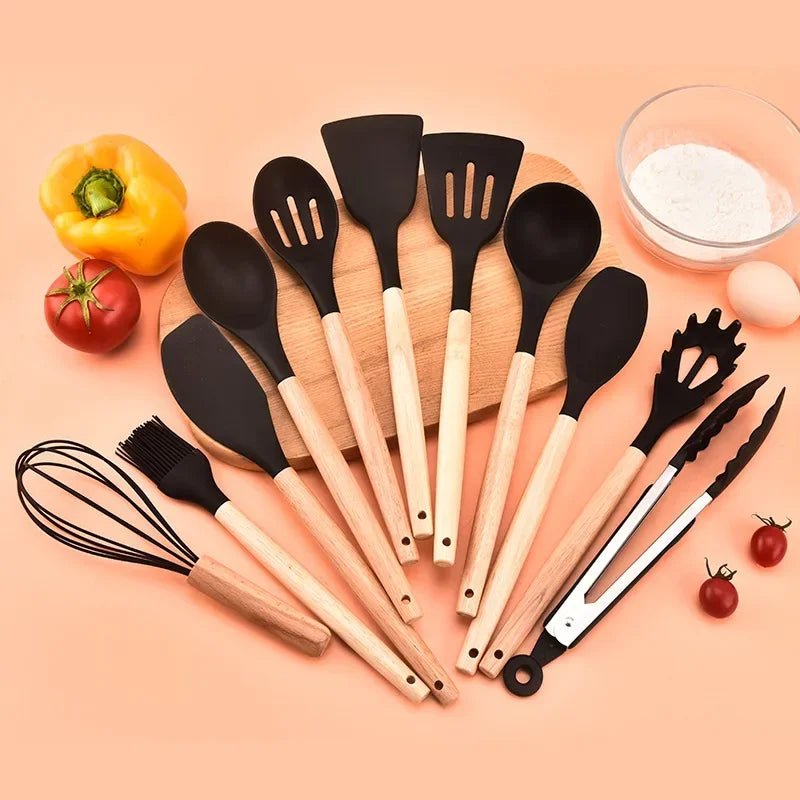 Kit Utensílios Silicone com 12 Utensílios de Cozinha